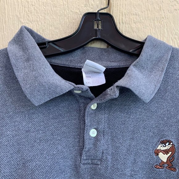 Vintage TASMANIAN DEVIL Warner Bros. Long Sleeve Collar 3 Button Shirt Mens XXL - Picture 5 of 7